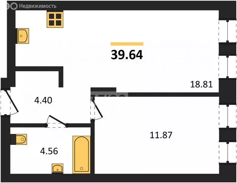 1-комнатная квартира: Челябинск, улица Братьев Кашириных, 34 (39.6 м) - Фото 1