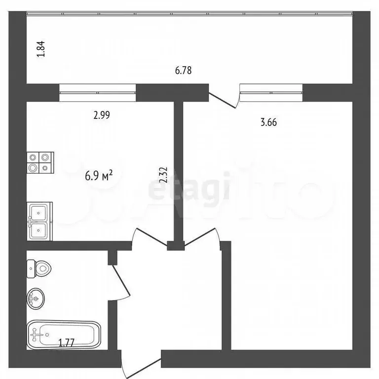 1-к. квартира, 38,5 м, 8/10 эт. - Фото 0