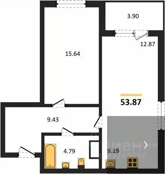 1-к кв. Воронежская область, Воронеж ул. Ломоносова, 116/1 (53.87 м) - Фото 0