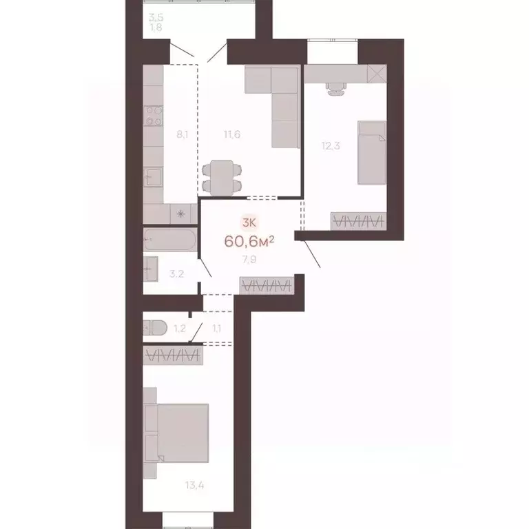 3-к кв. Алтайский край, Новоалтайск ул. Южсиба, 52А (60.6 м) - Фото 0