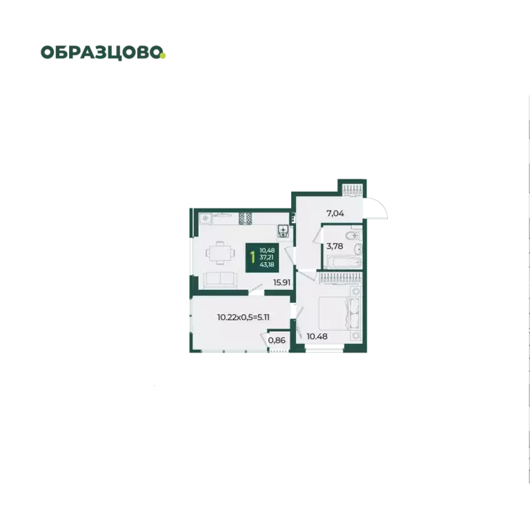 1-к квартира, 45.5 м - Фото 0