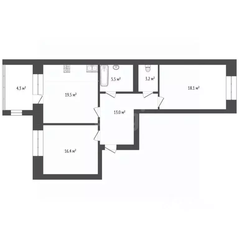 2-к кв. Алтайский край, Новоалтайск ул. Космонавтов, 8А (80.0 м) - Фото 2