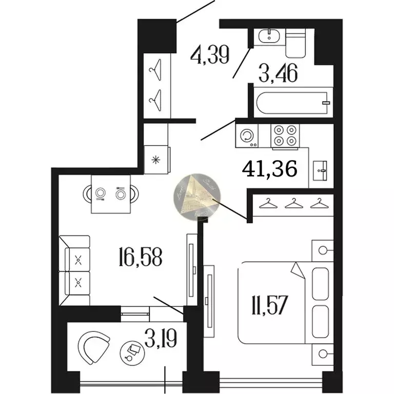 1-комнатная квартира: Санкт-Петербург, улица Коли Томчака, 3 (41.36 м) - Фото 1