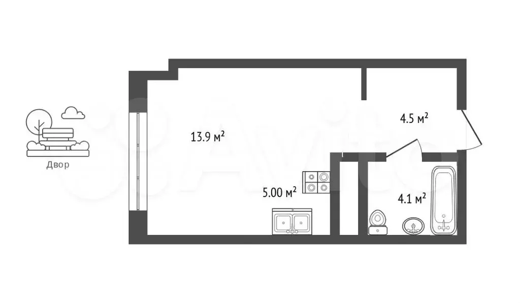 Квартира-студия, 27,5 м, 7/13 эт. - Фото 0