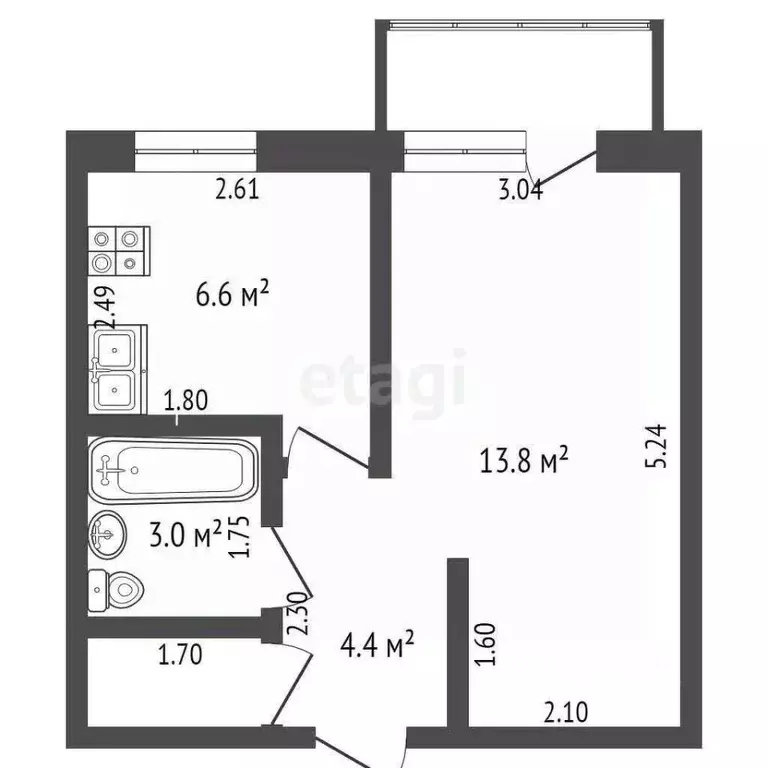 1-к кв. Коми, Ухта ул. Оплеснина, 21 (29.2 м) - Фото 1