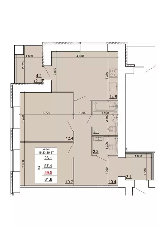 2-к кв. Костромская область, Кострома Новый город мкр,  (59.5 м) - Фото 1
