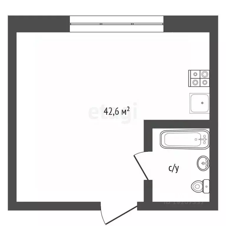 Студия Краснодарский край, Новороссийск Кутузовская ул., 117 (42.6 м) - Фото 2
