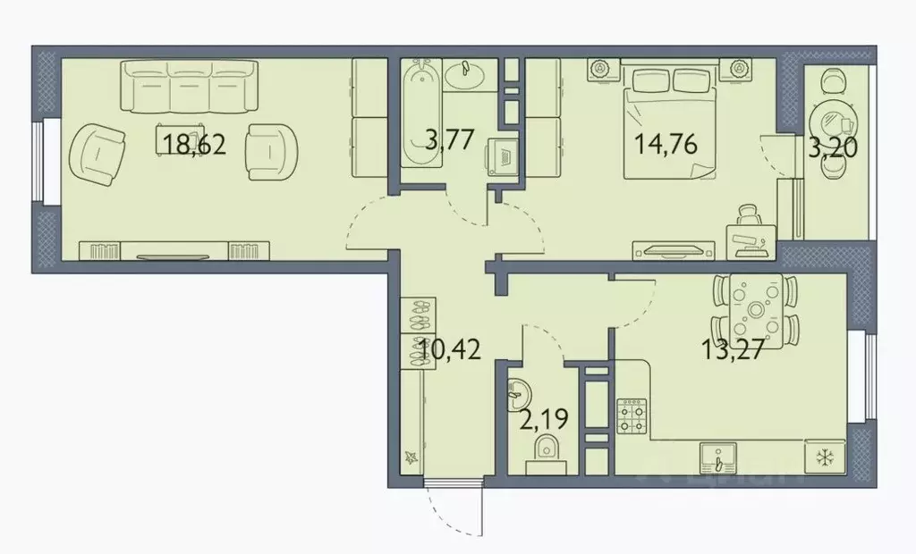 2-к кв. Брянская область, Брянск просп. Станке Димитрова, 67к7 (63.6 ... - Фото 1