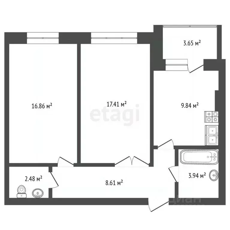 2-к кв. Калужская область, Калуга ул. Изумрудная, 10 (60.99 м) - Фото 1