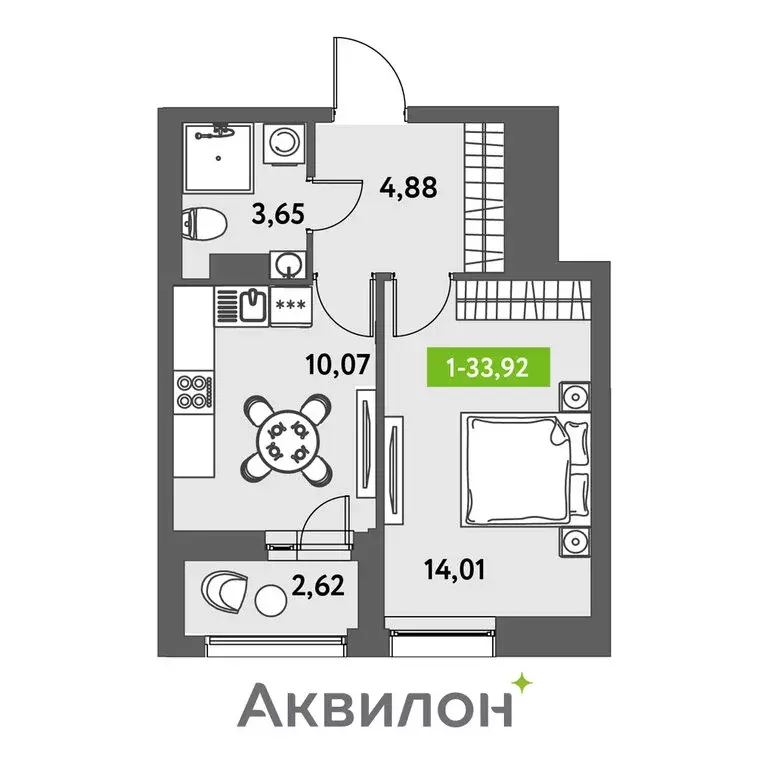 1-комнатная квартира: Санкт-Петербург, жилой комплекс Аквилон Ливз ... - Фото 0