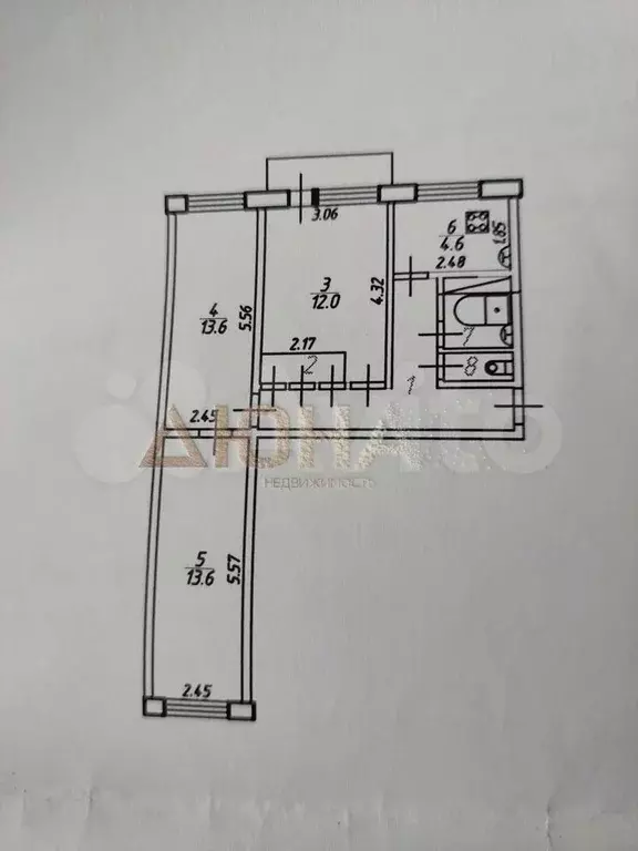 3-к. квартира, 59 м, 5/5 эт. - Фото 0