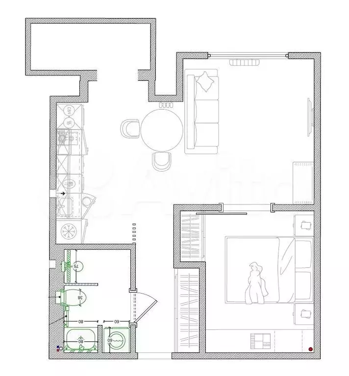 1-к. квартира, 40 м, 7/9 эт. - Фото 0