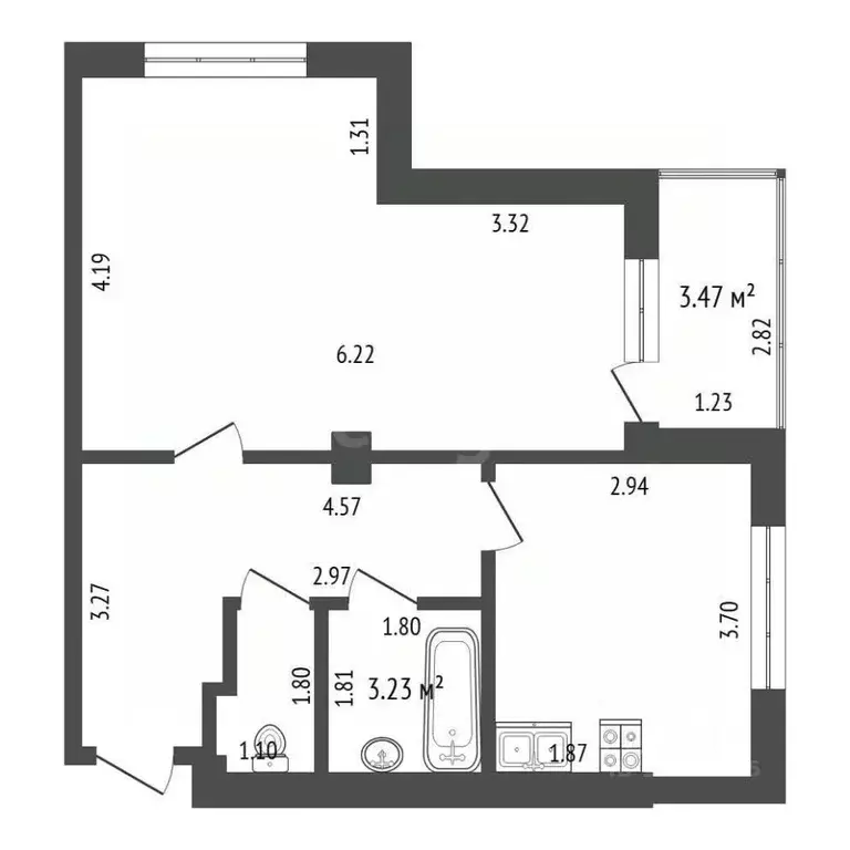 2-к кв. Самарская область, Самара ул. Дыбенко, 27В (46.7 м) - Фото 1