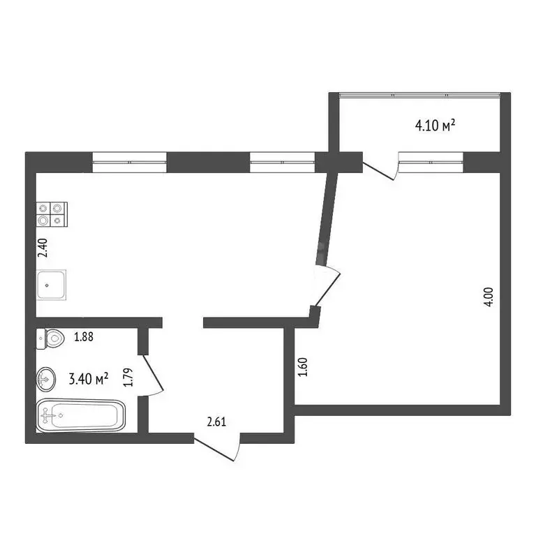1-комнатная квартира: Тюмень, улица Василия Гольцова, 28 (34.3 м) - Фото 1