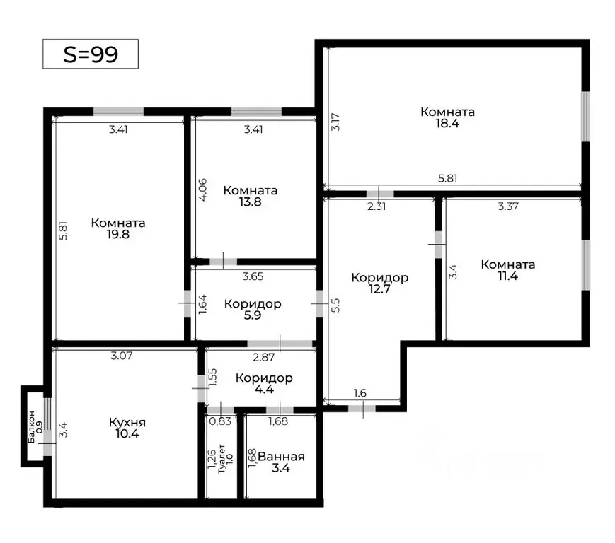 4-к кв. Москва Мичуринский просп., 35 (99.0 м) - Фото 1