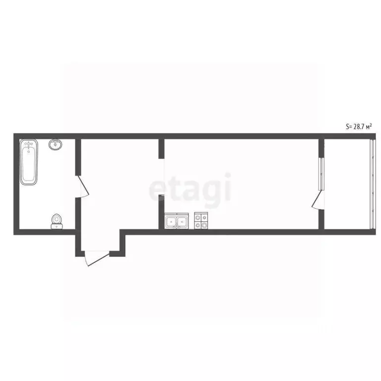 Студия Санкт-Петербург ул. Чарушинская, 2 (28.7 м) - Фото 1