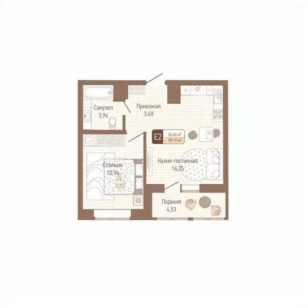 1-к кв. Тульская область, Тула Кулик жилой комплекс (36.93 м) - Фото 0
