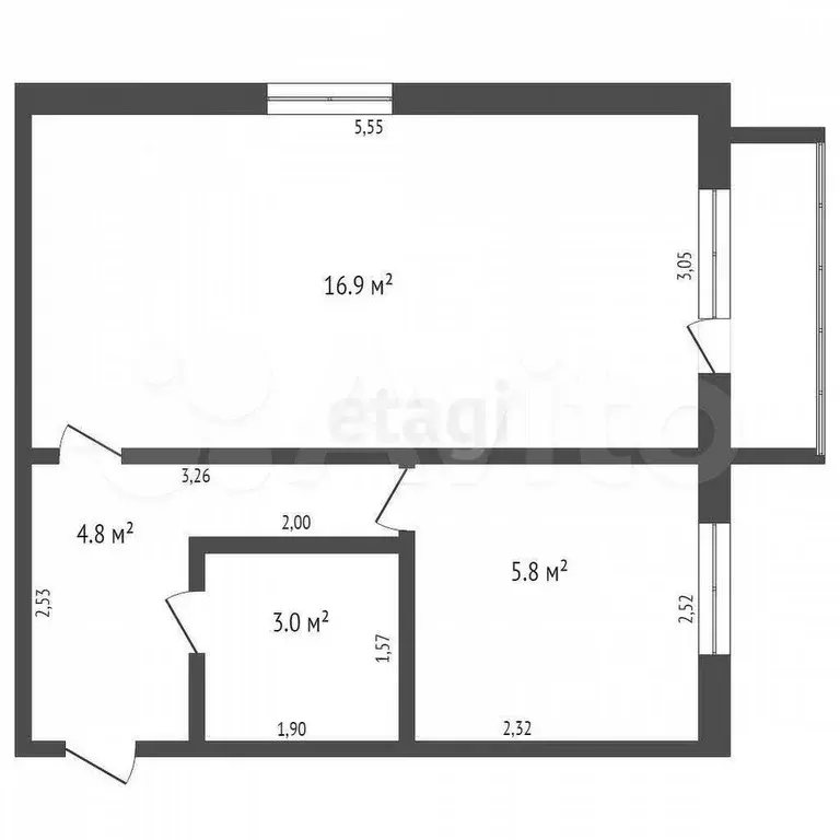 1-к. квартира, 30,5 м, 2/5 эт. - Фото 0