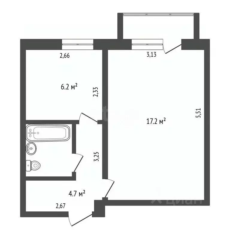 1-к кв. Амурская область, Благовещенск Амурская ул., 34 (35.0 м) - Фото 2