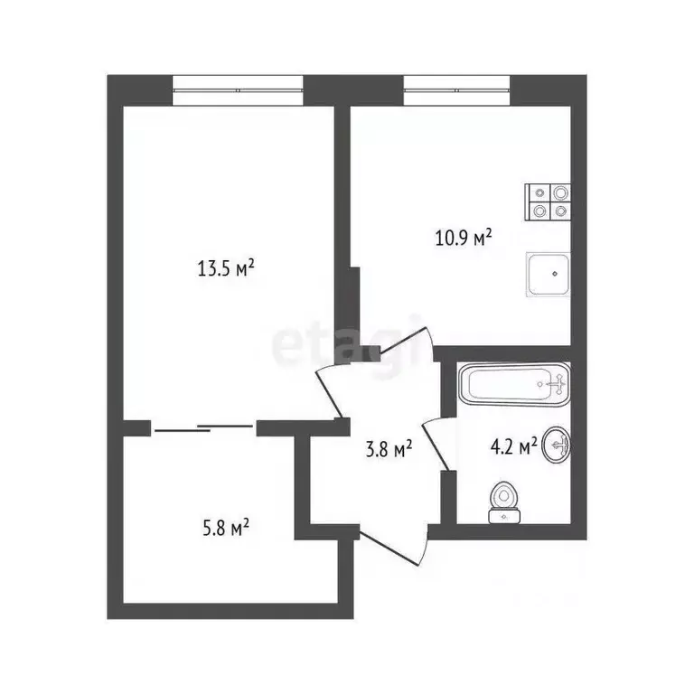 1-к кв. Тюменская область, Тюмень Новгородская ул., 22 (39.0 м) - Фото 2