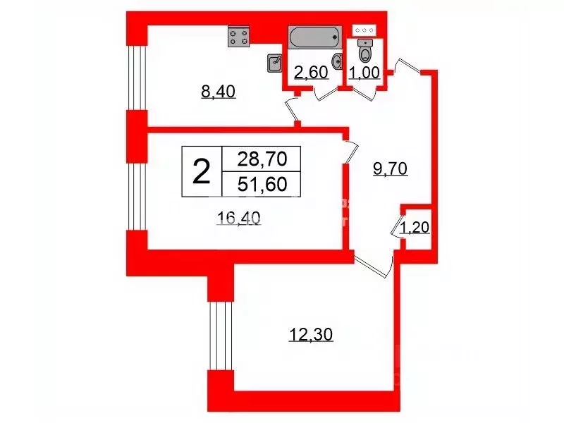 2-к кв. Санкт-Петербург просп. Стачек, 164 (51.6 м) - Фото 1