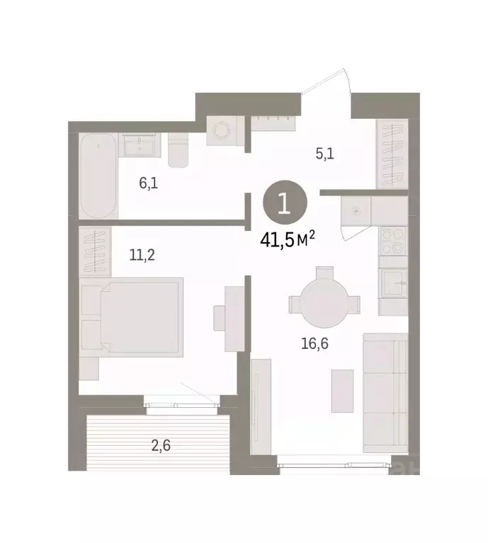 1-к кв. Пермский край, Пермь ул. Солдатова, 25 (41.5 м) - Фото 2