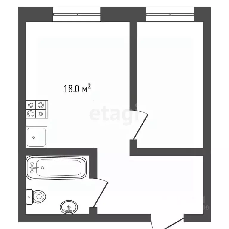 Студия Тюменская область, Тюмень ул. 50 лет ВЛКСМ, 91б (18.6 м) - Фото 2