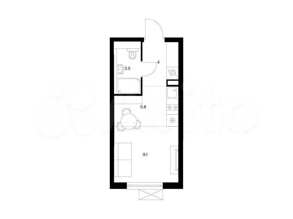 Квартира-студия, 22,4 м, 17/29 эт. - Фото 0