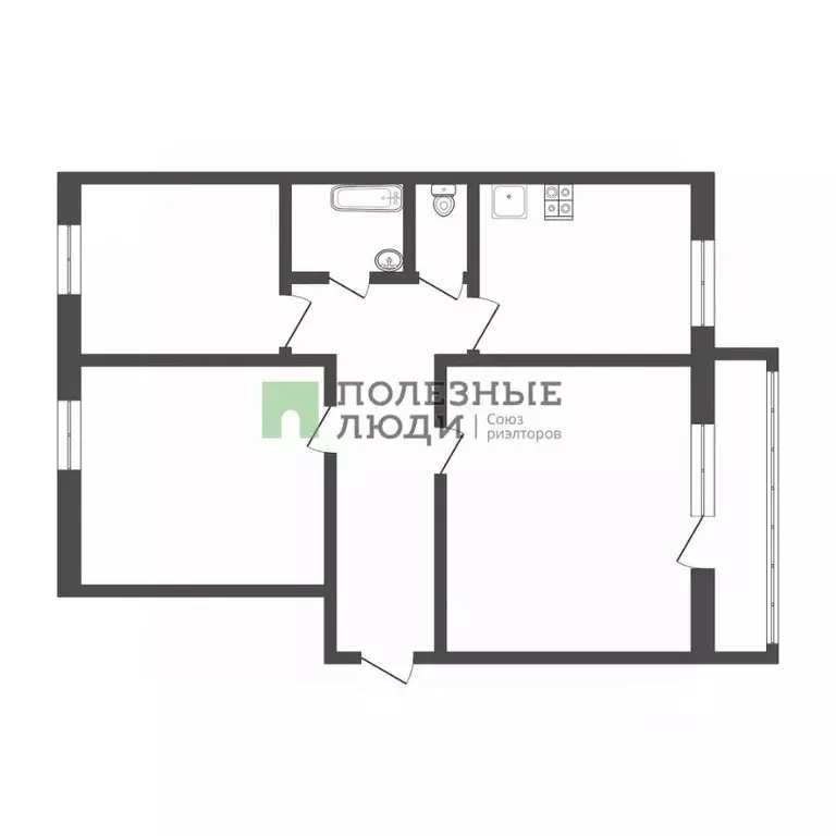 3-к кв. Томская область, Томск тракт Иркутский, 214 (61.1 м) - Фото 2
