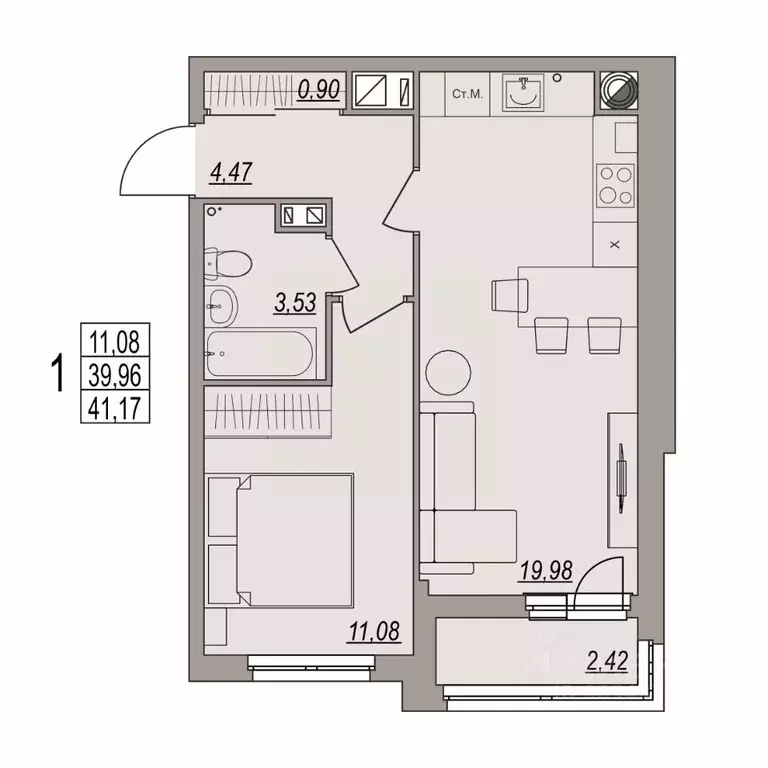 1-к кв. Волгоградская область, Волгоград ул. Дымченко, 9 (41.17 м) - Фото 1