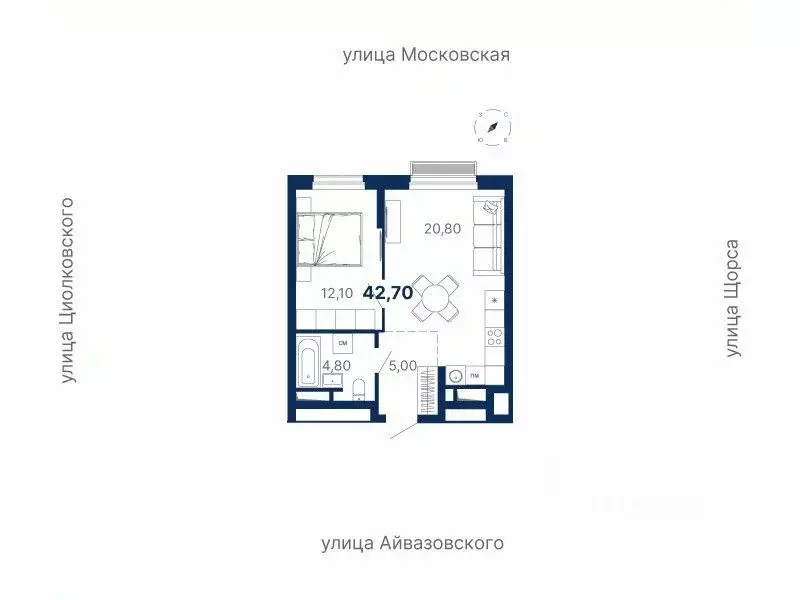 1-к кв. Свердловская область, Екатеринбург ул. Московская, 249/2 (42.7 ... - Фото 0