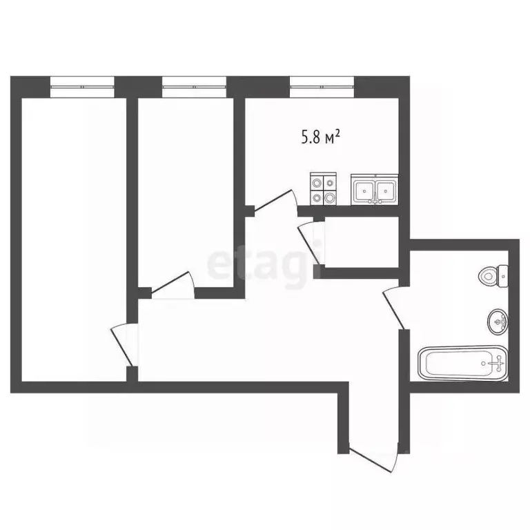 2-к кв. Оренбургская область, Оренбург ул. Тимирязева, 2 (45.0 м) - Фото 1