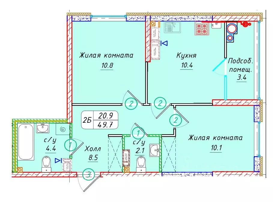2-к кв. Ставропольский край, Ставрополь № 36 мкр, ЖК Фруктовый сад,  ... - Фото 1