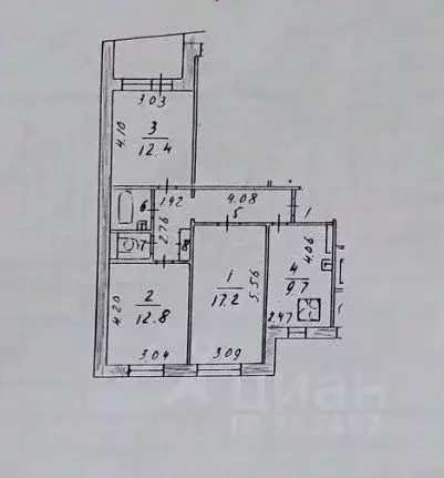 3-к кв. Татарстан, Казань ул. Мусина, 76 (67.6 м) - Фото 2