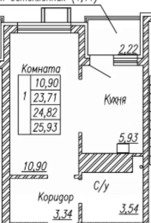 Студия Калининградская область, Светлогорск Майский проезд (24.1 м) - Фото 2