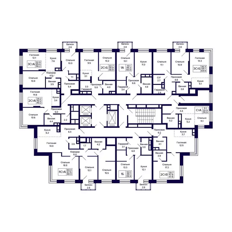 3-к кв. Новосибирская область, Новосибирск ул. Грибоедова, с1 (56.2 м) - Фото 2