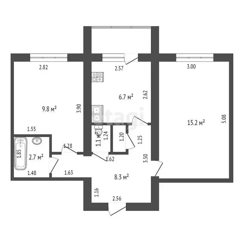 2-комнатная квартира: Прохладный, улица Добровольского, 41 (45 м) - Фото 1