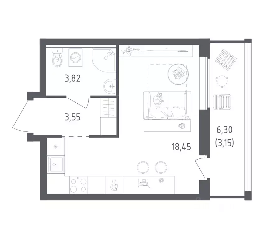 Студия Ленинградская область, Всеволожский район, Свердловское ... - Фото 1