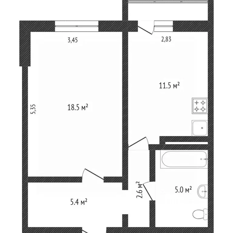 1-к кв. Калужская область, Калуга ул. Серафима Туликова, 2 (42.3 м) - Фото 2