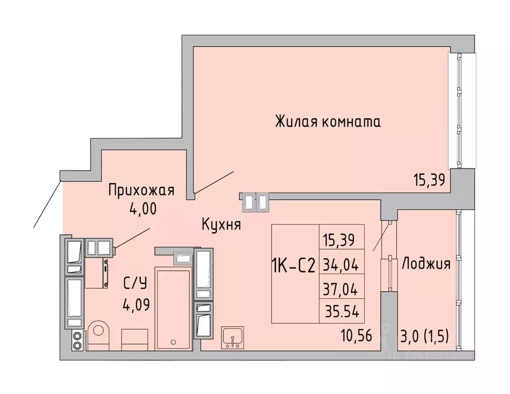 1-к кв. Ростовская область, Батайск ул. Луначарского, 180А (35.54 м) - Фото 0
