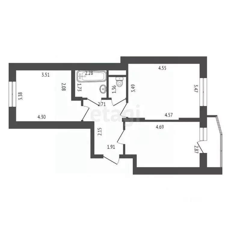 2-к кв. Ленинградская область, Мурино Всеволожский район, ул. ... - Фото 2