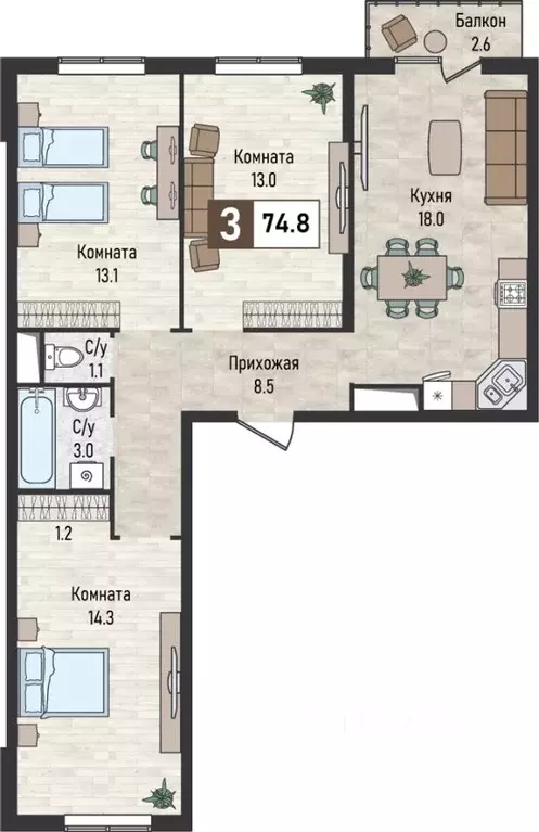 3-к кв. Ставропольский край, Железноводск городской округ, пос. ... - Фото 1