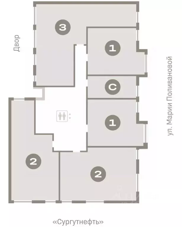 2-к кв. Ханты-Мансийский АО, Сургут 1-й мкр, Нефть жилой комплекс ... - Фото 2