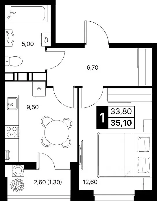 1-к кв. Ростовская область, Ростов-на-Дону Эстет жилой комплекс (35.1 ... - Фото 1