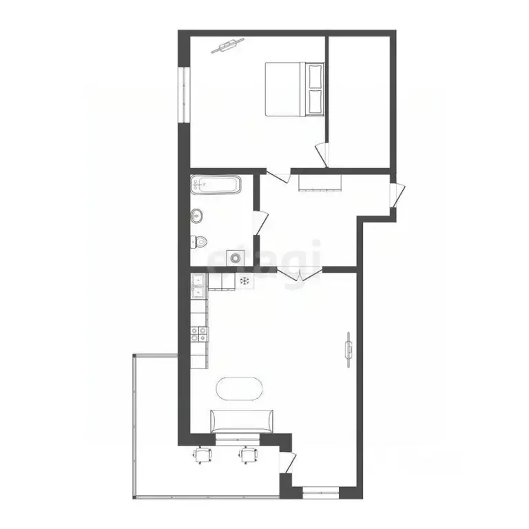 2-к кв. Пермский край, Пермь ул. Крылова, 15А (60.0 м) - Фото 2