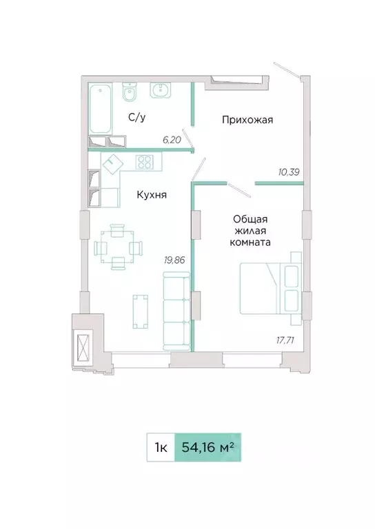 1-к кв. Самарская область, Тольятти Спортивная ул., 21 (54.16 м) - Фото 0