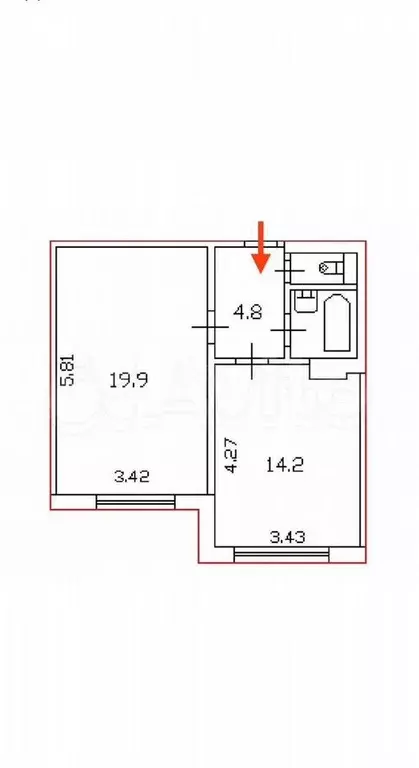 Комната 34 м в 6-к., 2/12 эт. - Фото 1