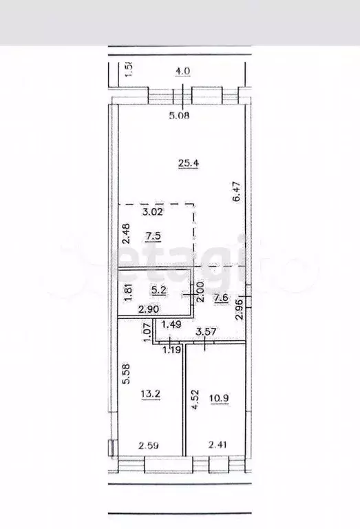 3-к. квартира, 69,8 м, 3/3 эт. - Фото 0