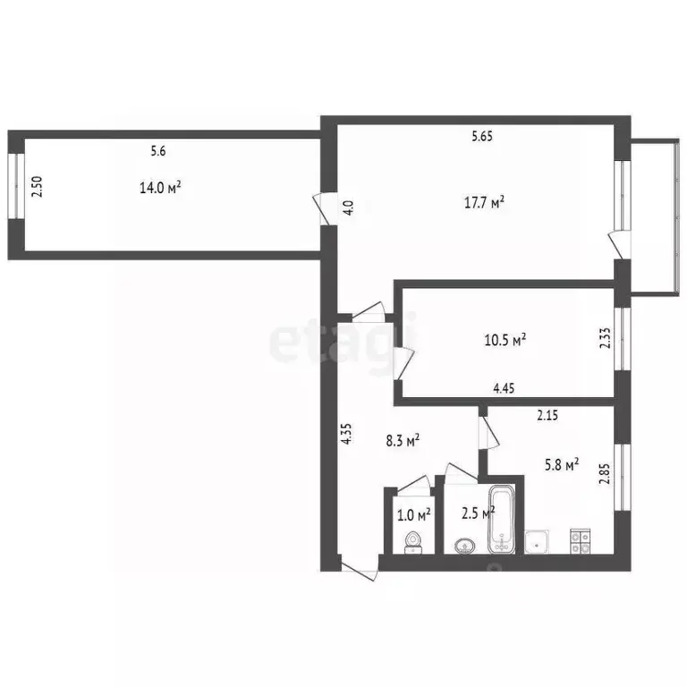 3-к кв. Белгородская область, Белгород ул. Семашко, 32 (59.8 м) - Фото 1