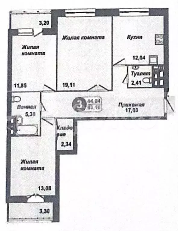 3-к. квартира, 86,4 м, 9/15 эт. - Фото 0